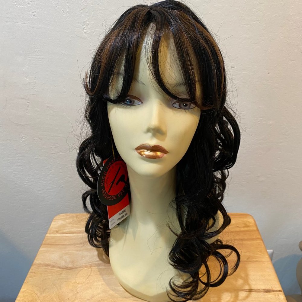 #77A SEPIA LACE TRIM WIG SYNTHETIC